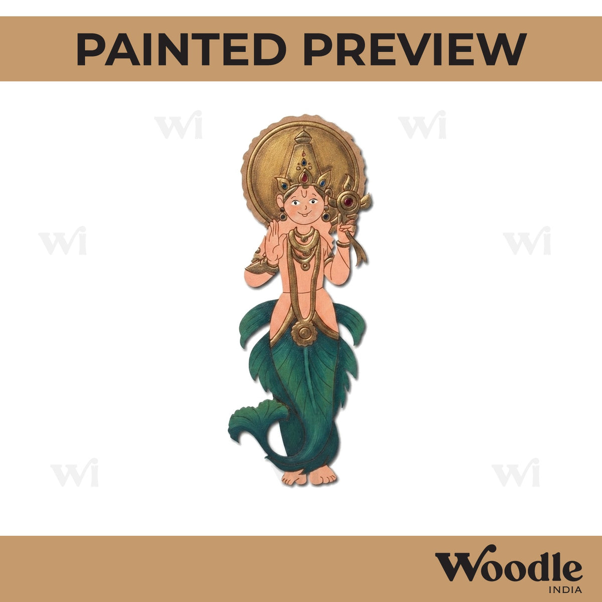 Matsya Avatar Of Lord Vishnu Pre Marked MDF Design 1