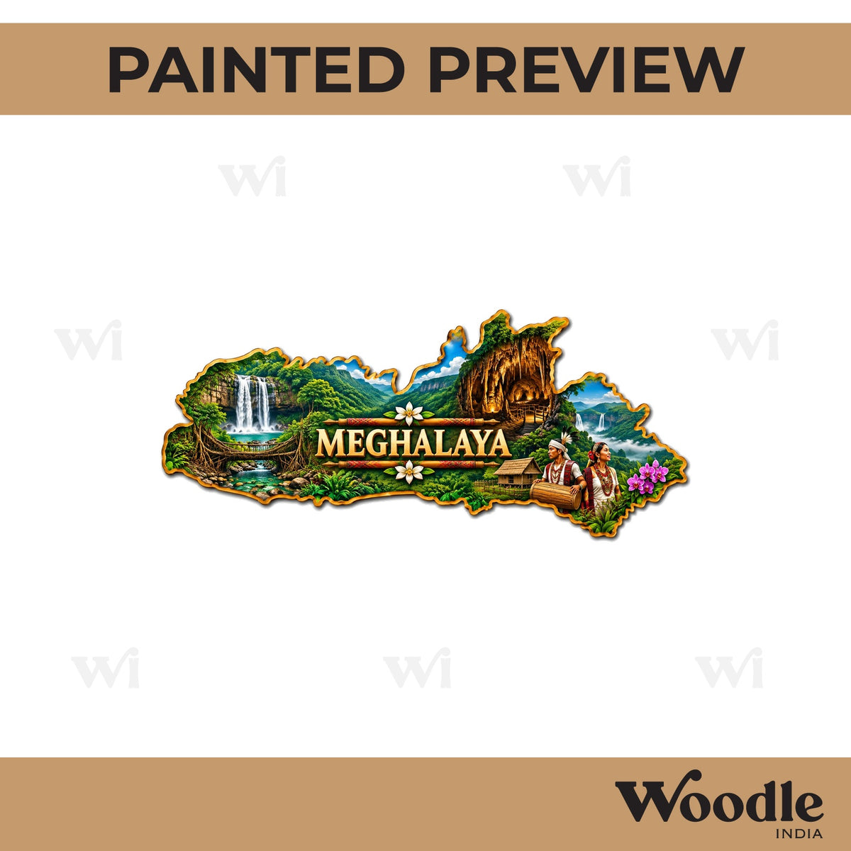 Meghalaya Map Cutout MDF Design 1
