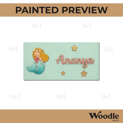 Mermaid Kids Nameplate MDF Design 1