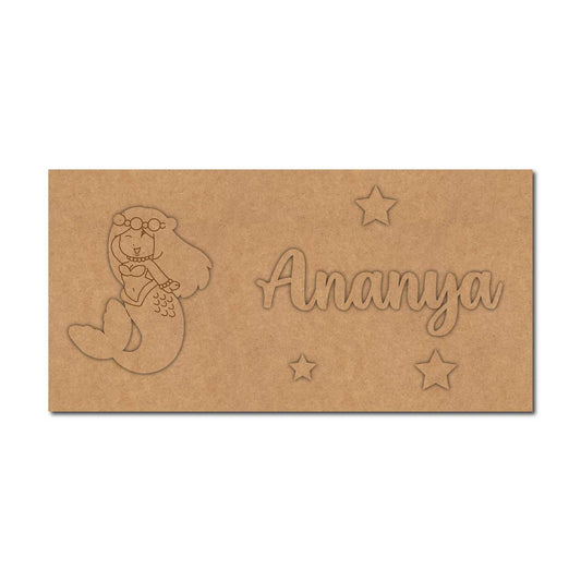 Mermaid Kids Nameplate MDF Design 1