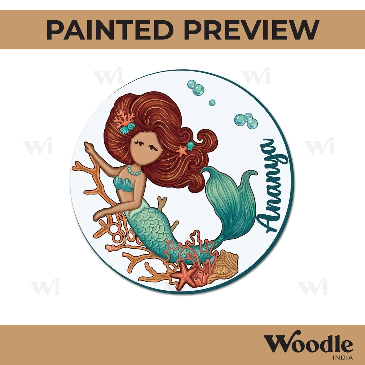 Mermaid Nameplate MDF Design 1