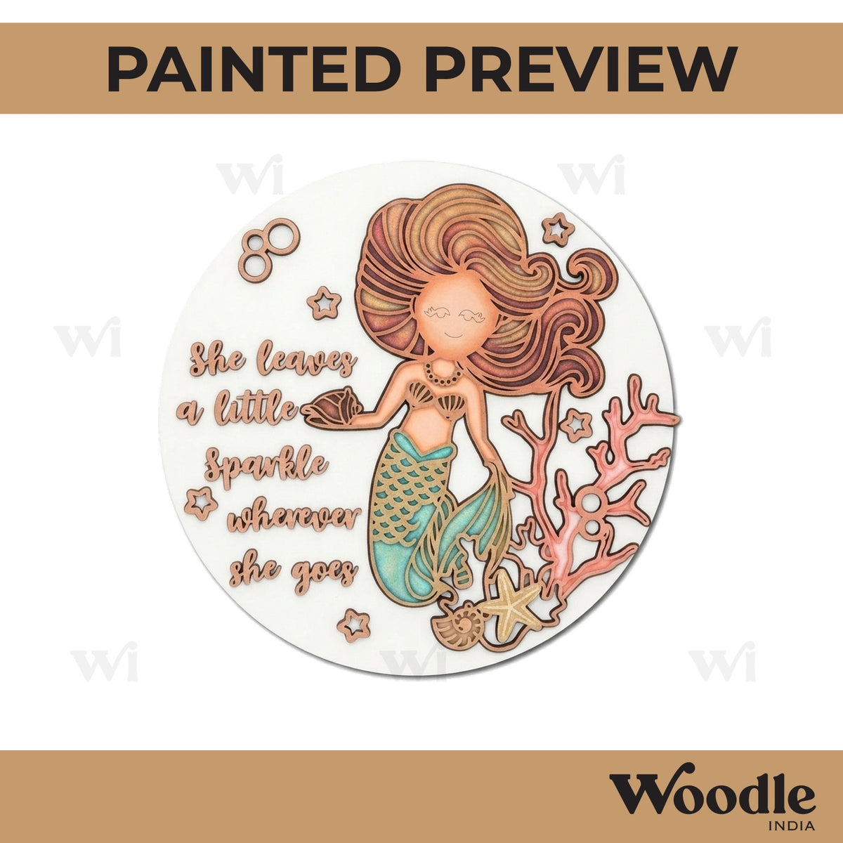 Mermaid Quote Nameplate MDF Design 1