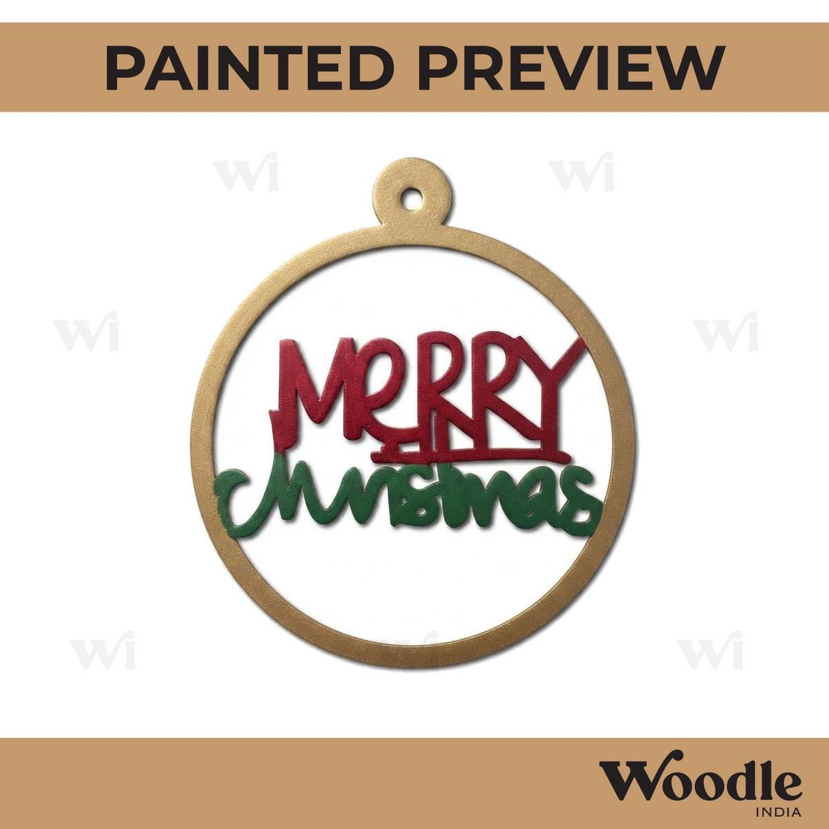 Merry Christmas Ornament Cutout MDF Design 1