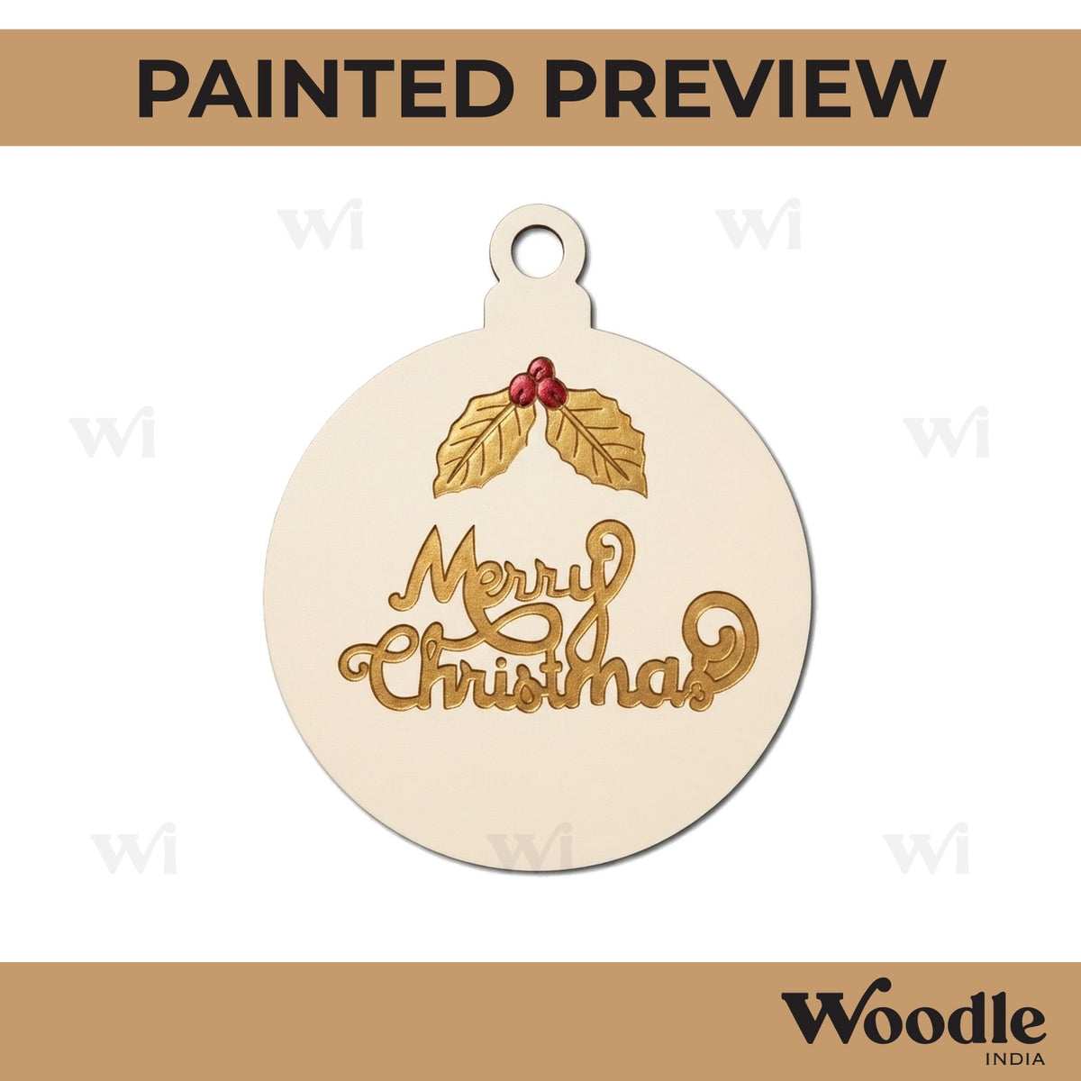 Merry Christmas Ornament Pre Marked MDF Design 1