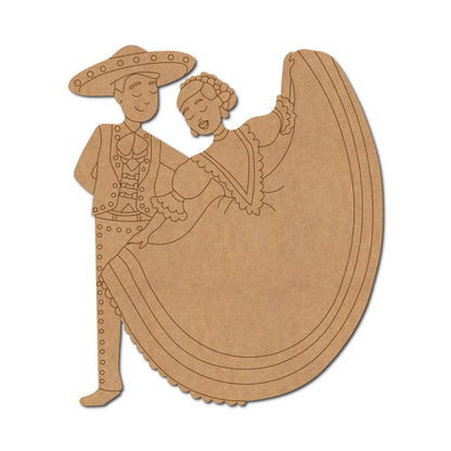 Mexican Dancing Couple Pre Marked MDF Design 1