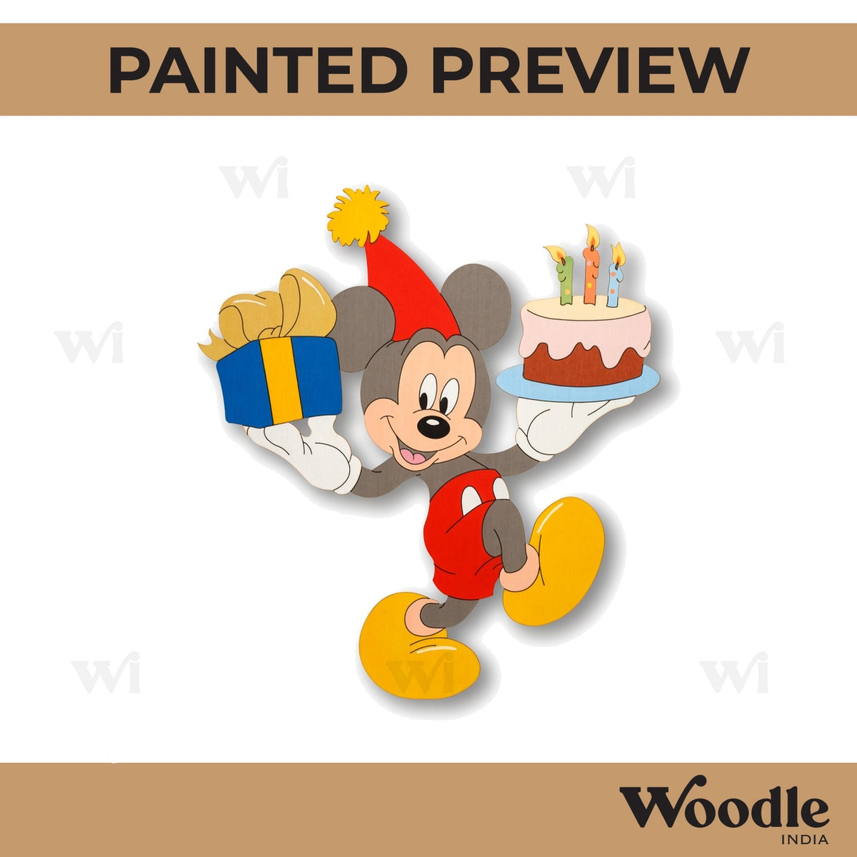 Mickey Mouse Celebrating With Cake Pre Marked MDF Design 1