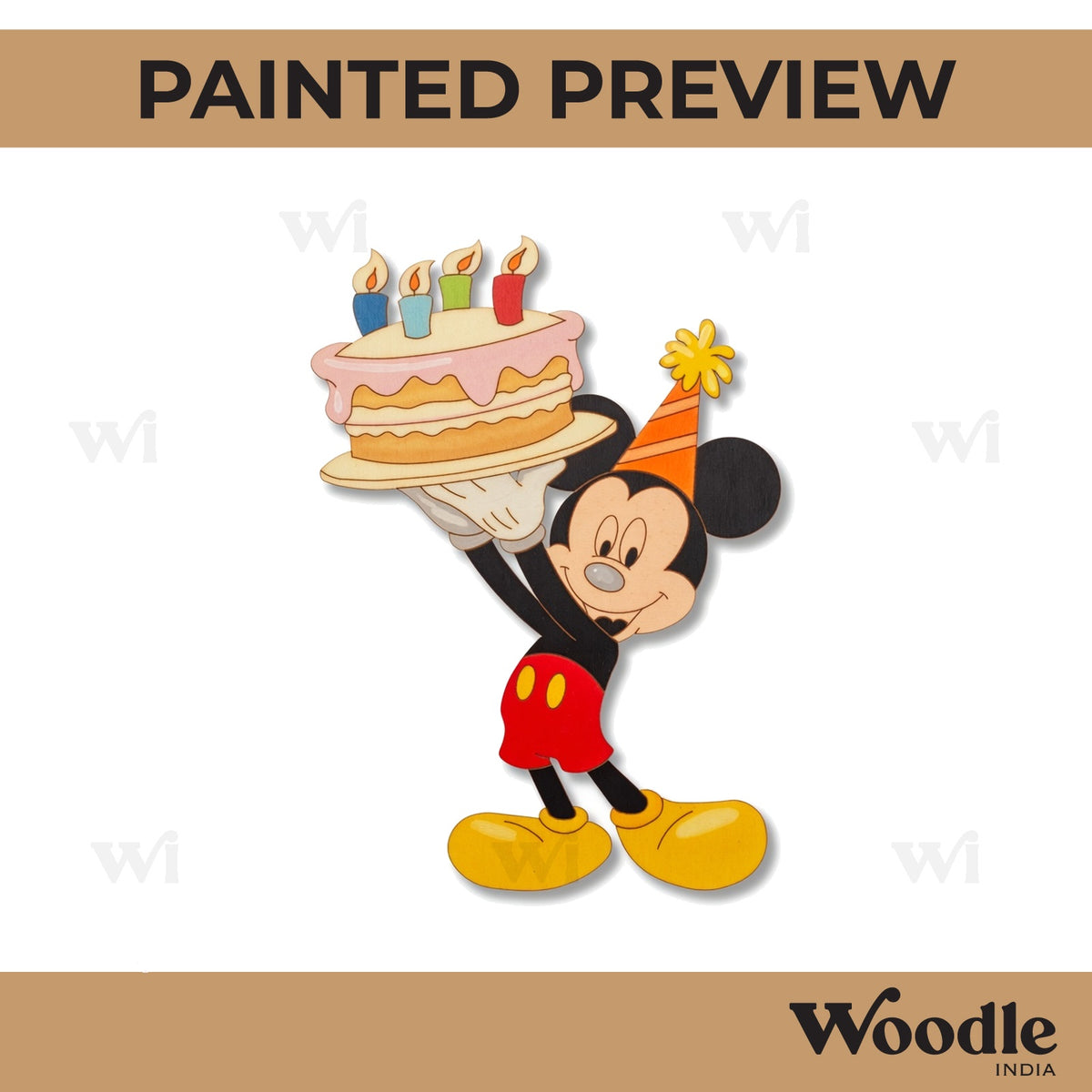Mickey Mouse Celebrating With Cake Pre Marked MDF Design 2