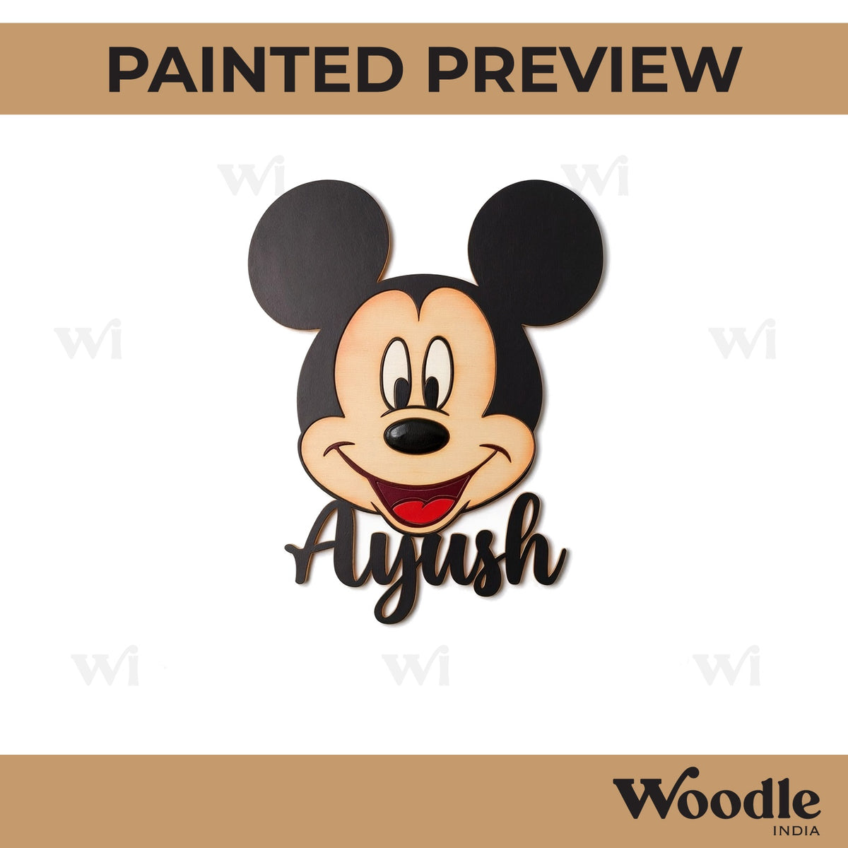 Mickey Mouse Customized Name Pre Marked MDF Design 1