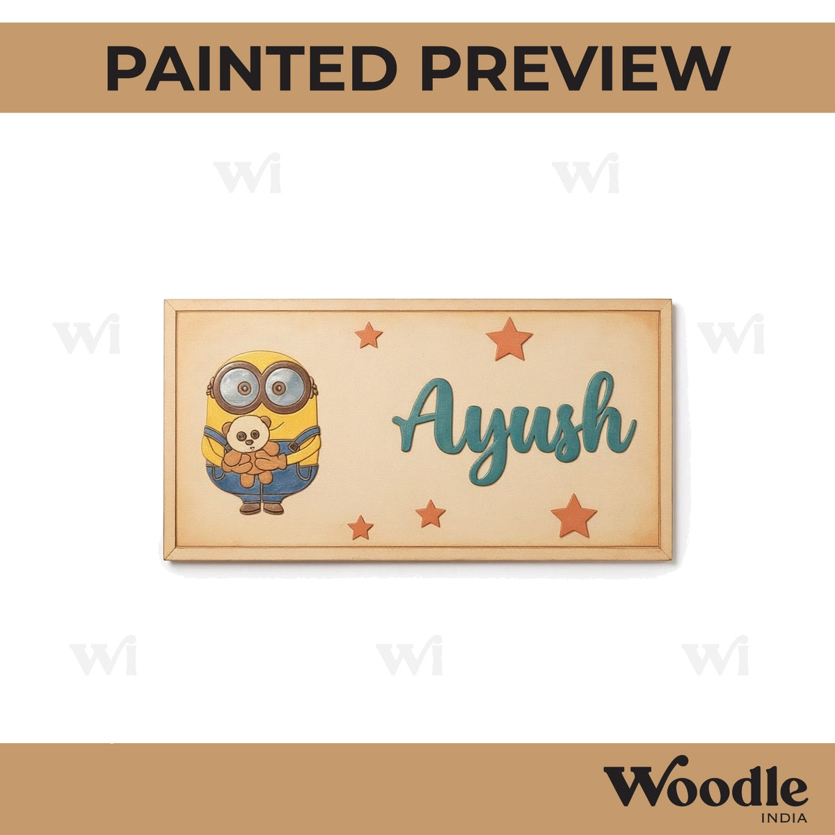 Minion Kids Nameplate MDF Design 1