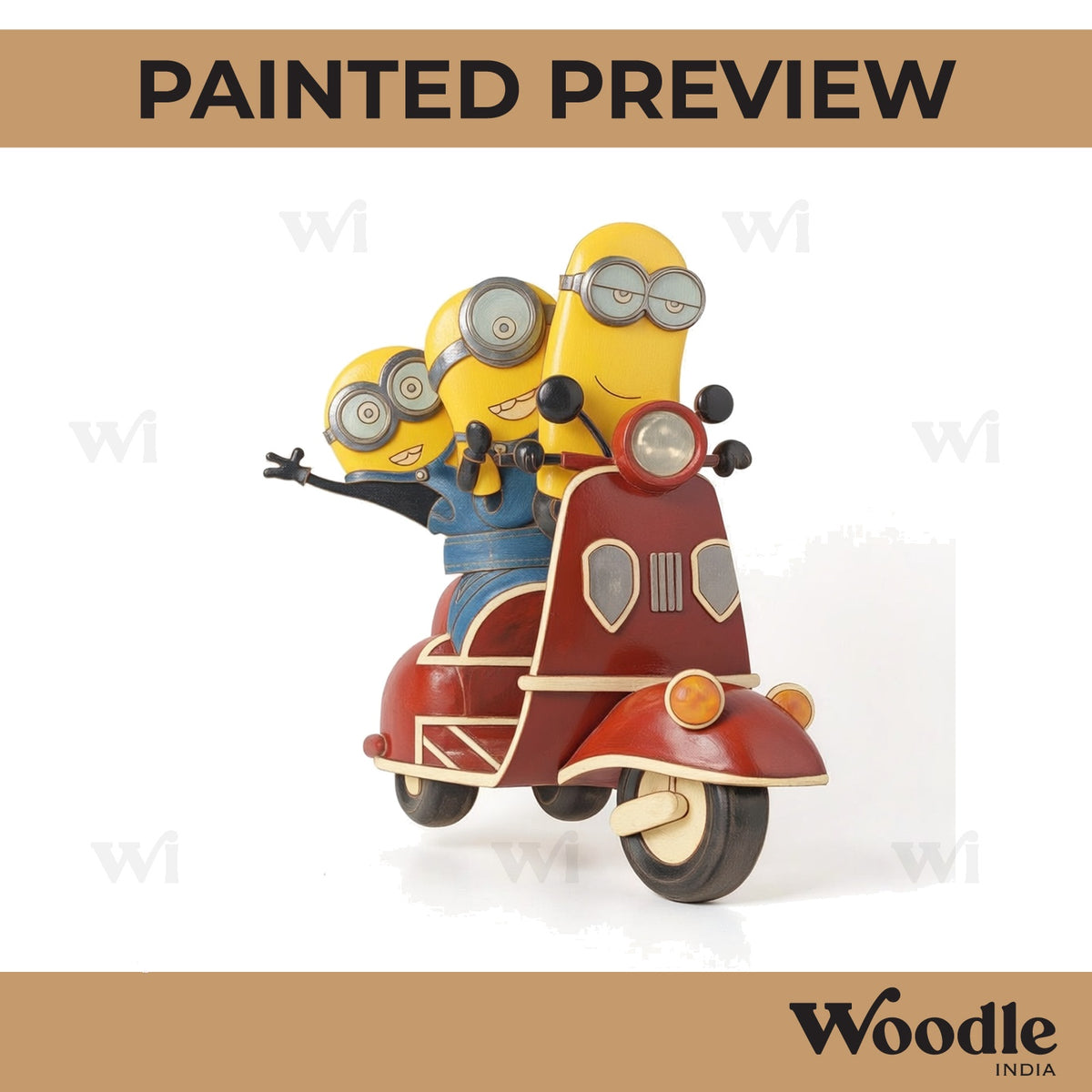 Minions On Scooty Pre Marked MDF Design 1