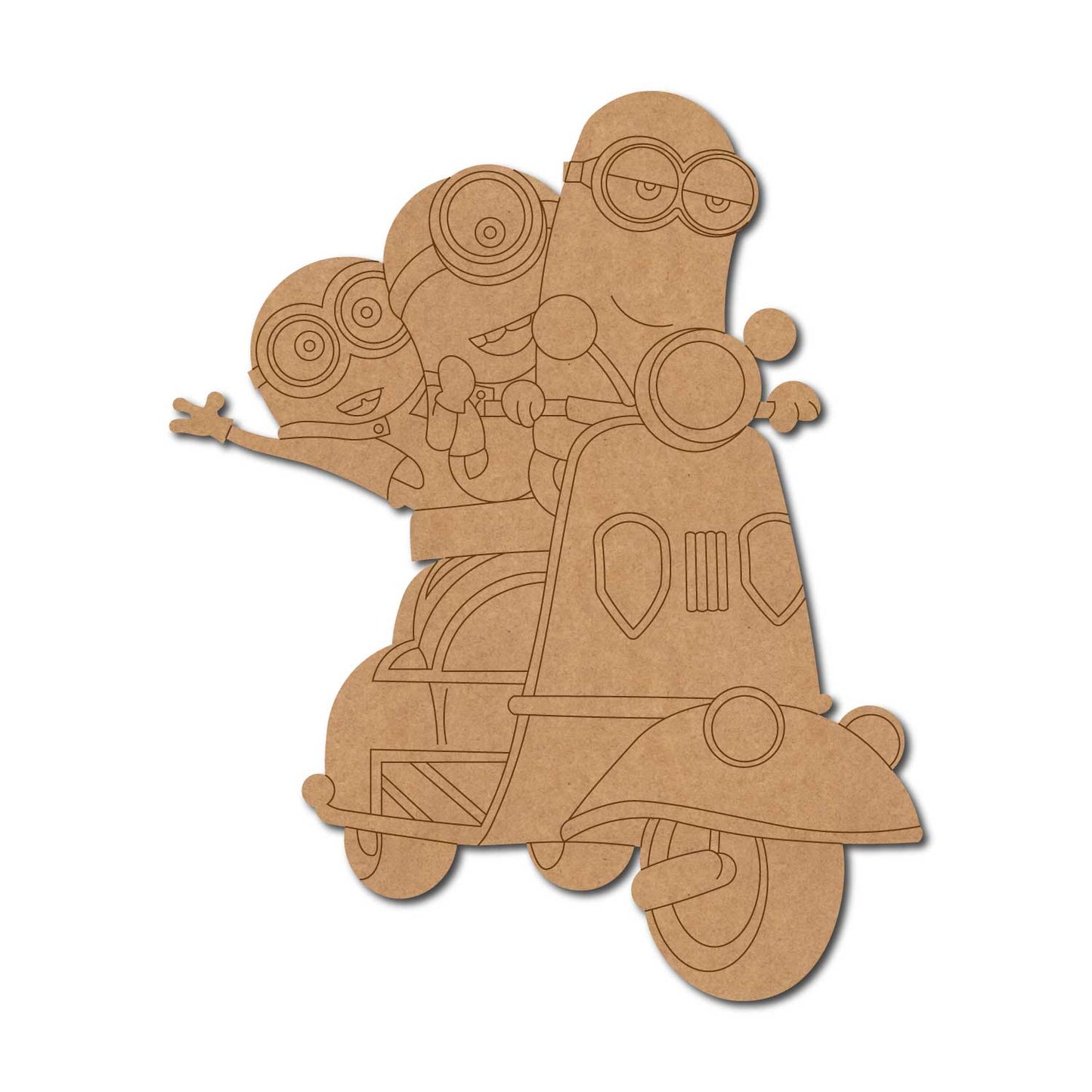 Minions On Scooty Pre Marked MDF Design 1