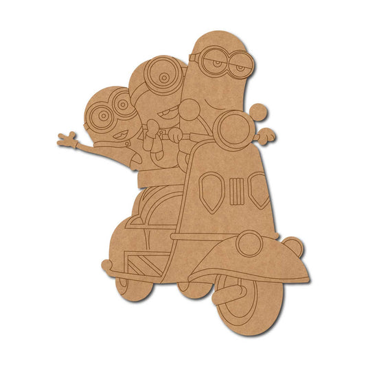 Minions On Scooty Pre Marked MDF Design 1