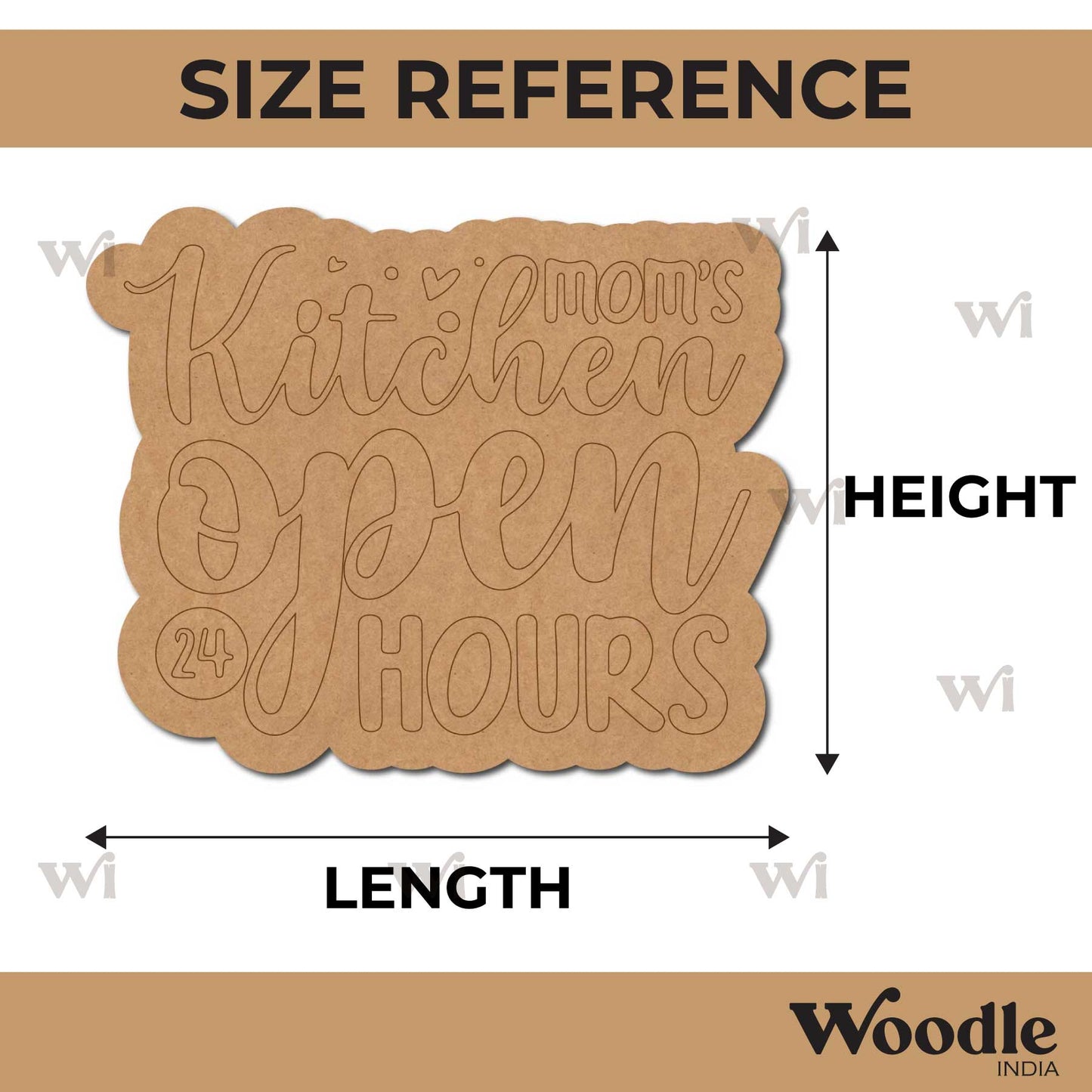 Mom's Kitchen Open 24 Hours Quote Pre Marked MDF Design 1