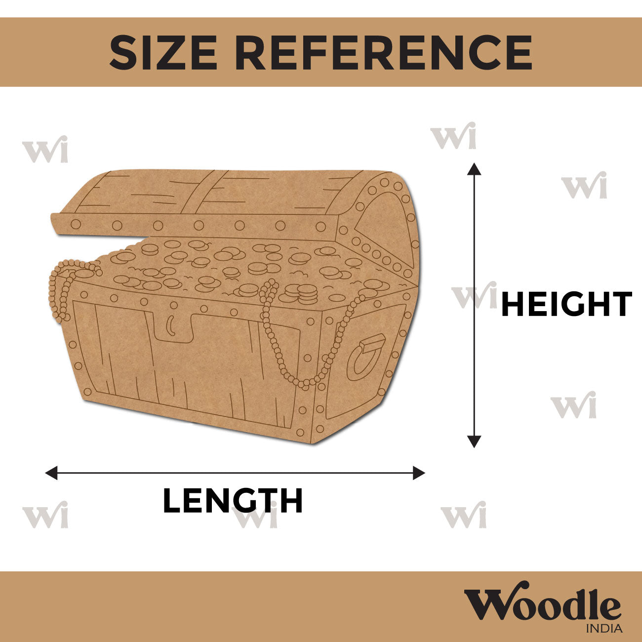 Money Treasure Chest Pre Marked MDF Design 1