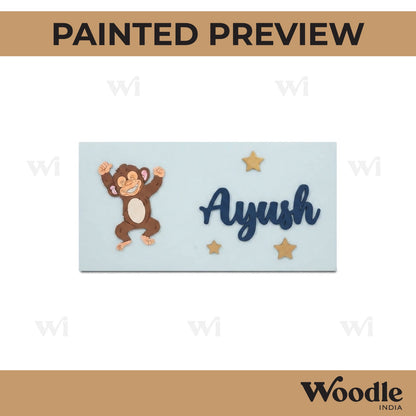 Monkey Kids Nameplate MDF Design 1