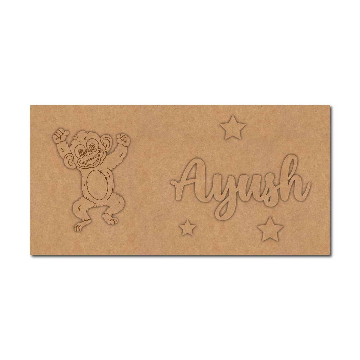 Monkey Kids Nameplate MDF Design 1
