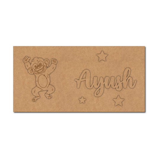 Monkey Kids Nameplate MDF Design 1