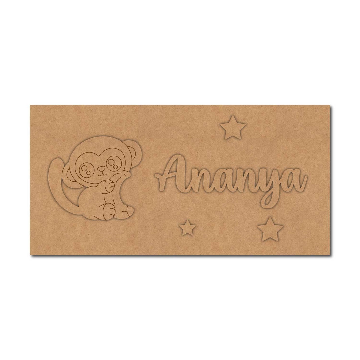 Monkey Kids Nameplate MDF Design 2