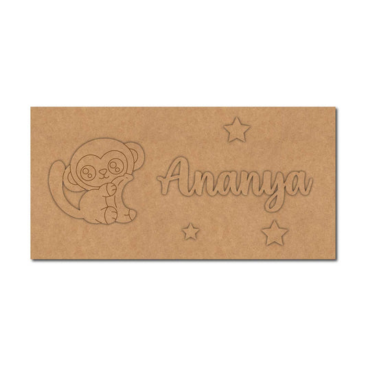 Monkey Kids Nameplate MDF Design 2