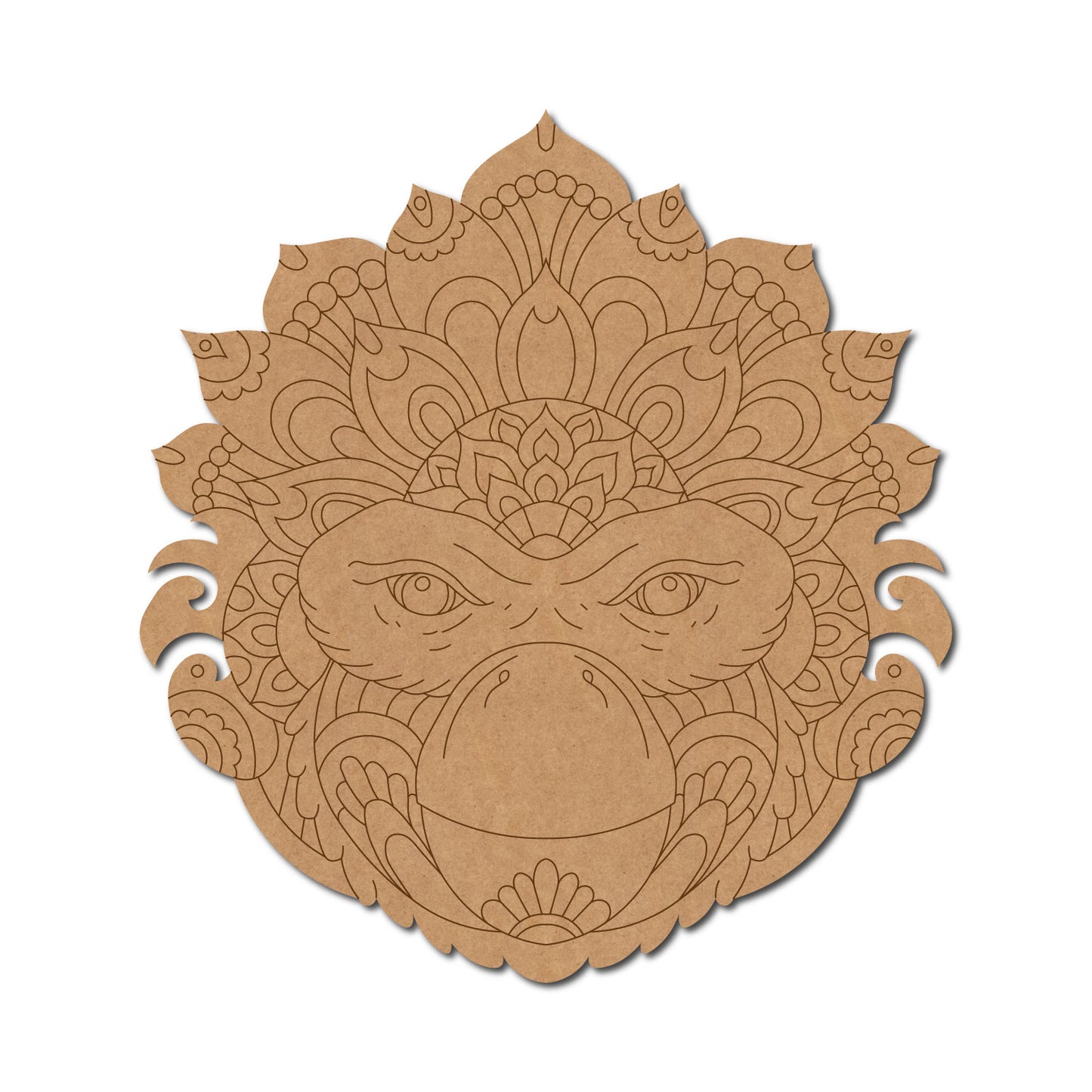 Monkey Mandala Pre Marked MDF Design 1