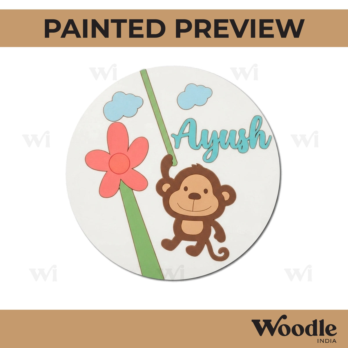 Monkey Nameplate MDF Design 1