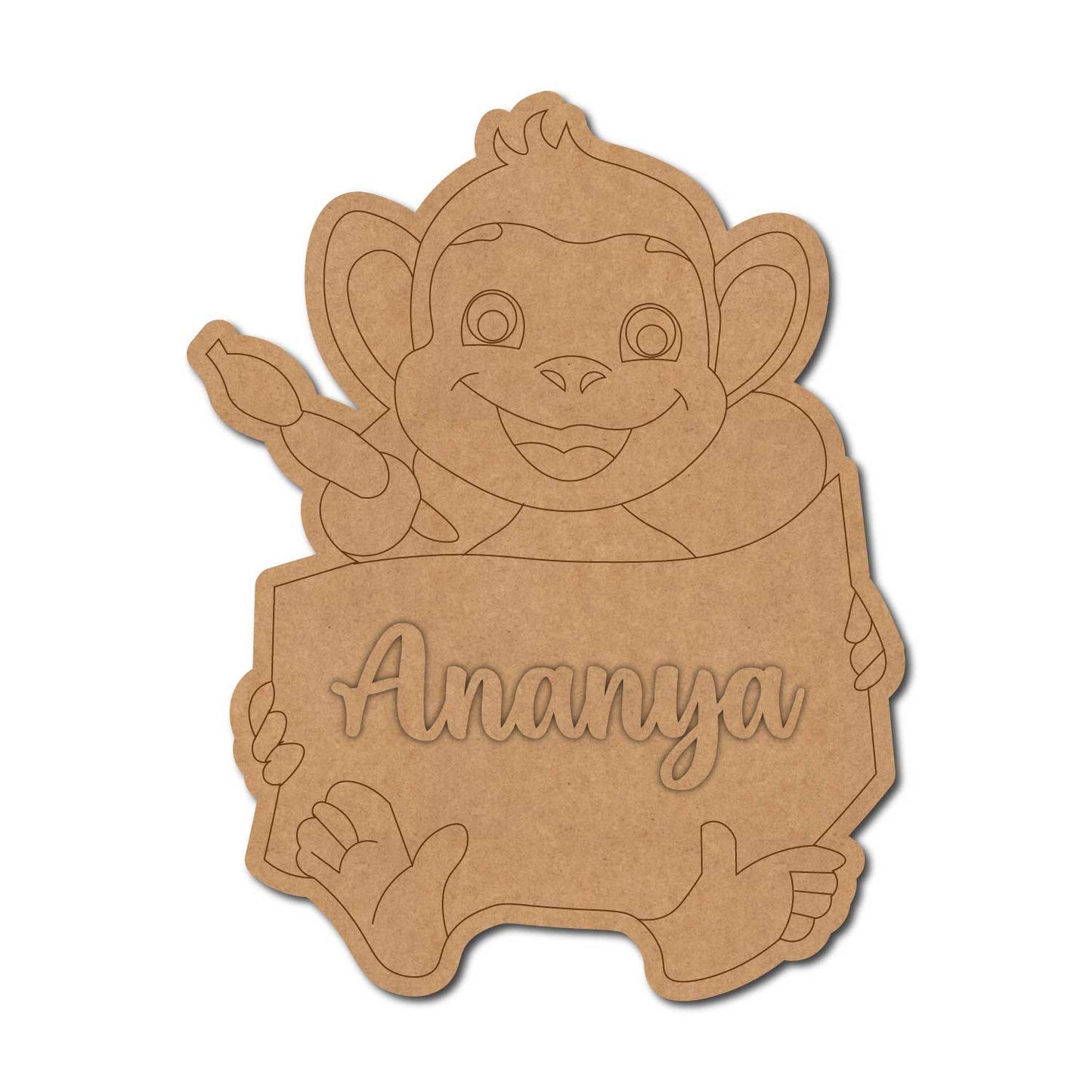 Monkey Nameplate Pre Marked MDF Design 1