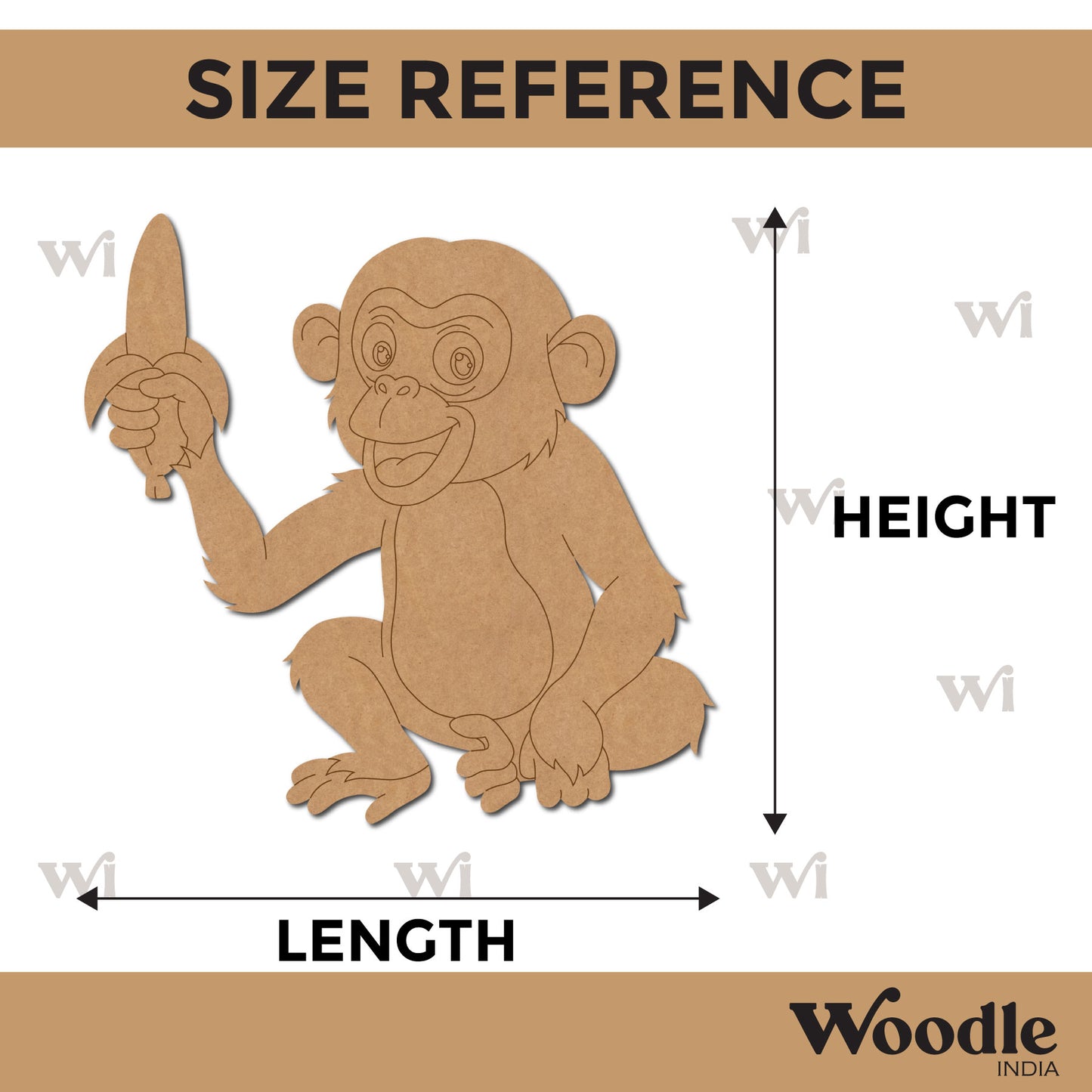 Monkey With Banana Pre Marked MDF Design 1