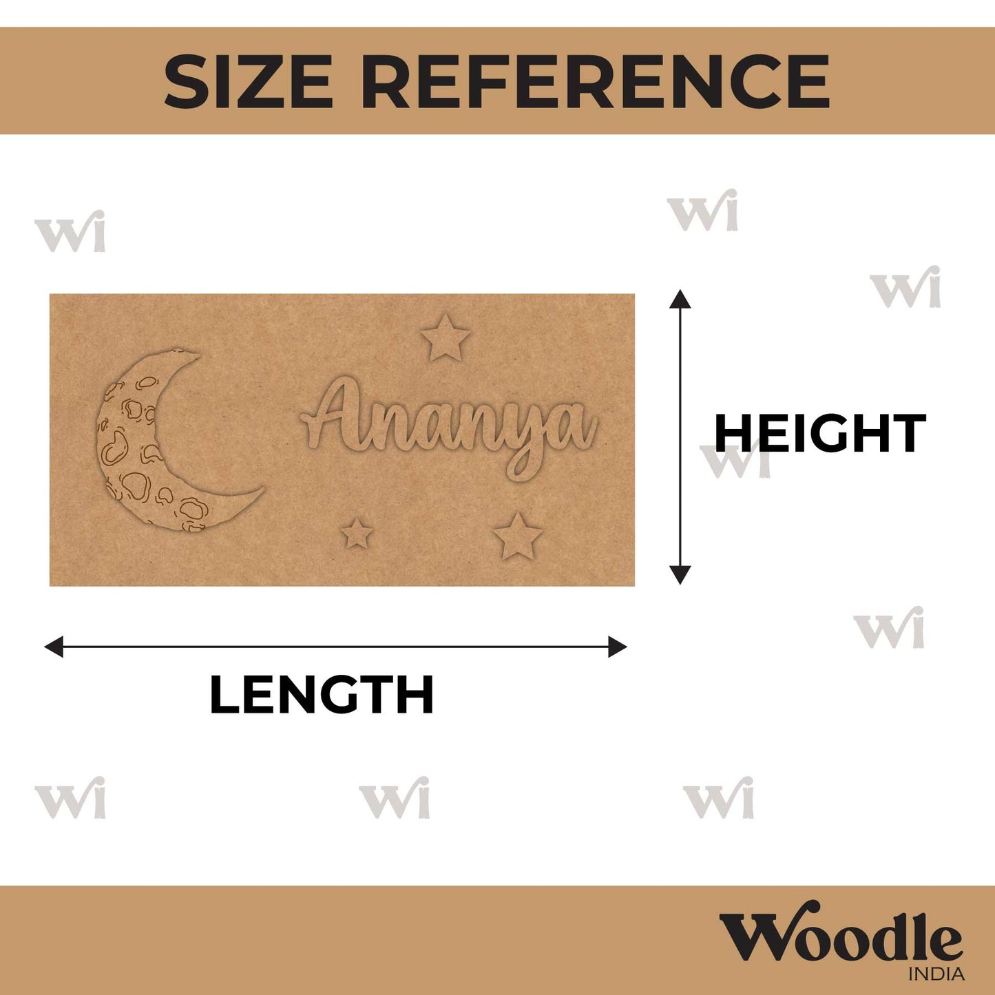 Moon Kids Nameplate MDF Design 1