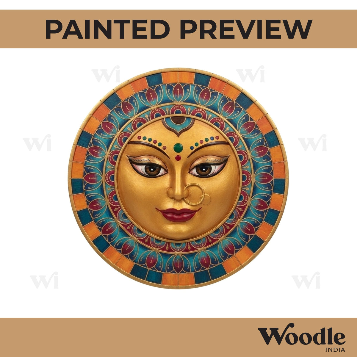 Moon Mandala Pre Marked Round MDF Design 1