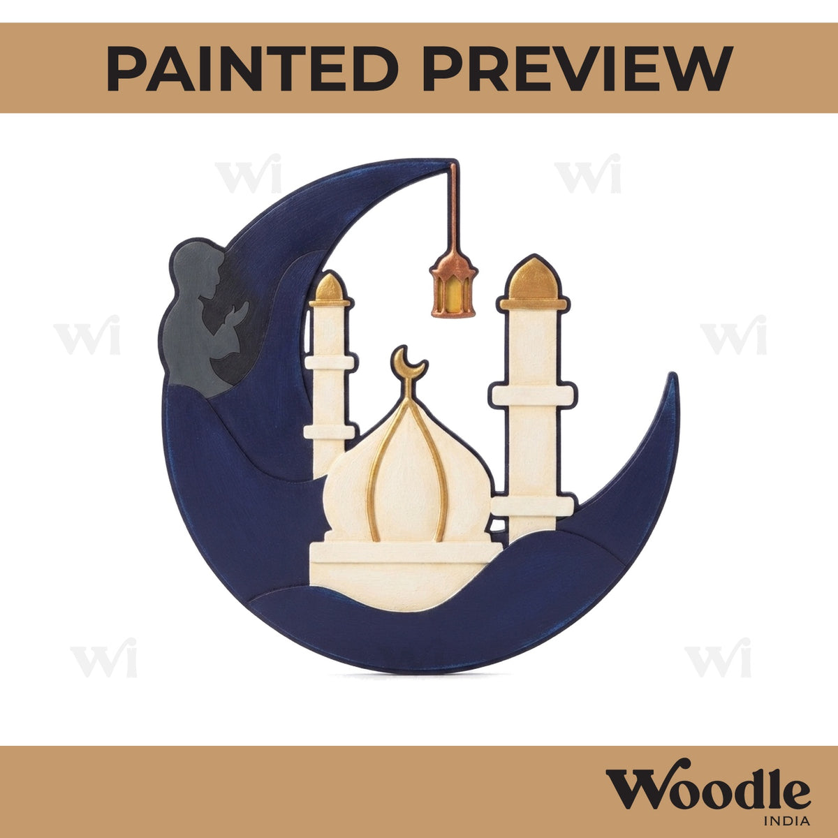 Moon Mosque Islamic Base Pre Marked MDF Design 1