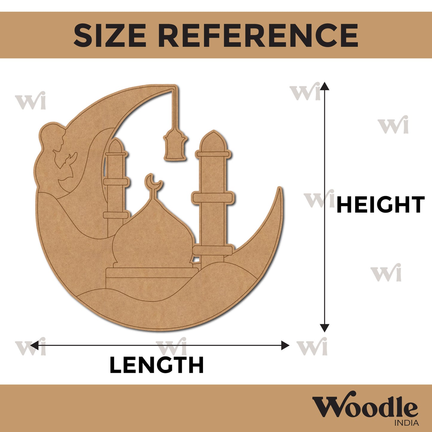 Moon Mosque Islamic Base Pre Marked MDF Design 1