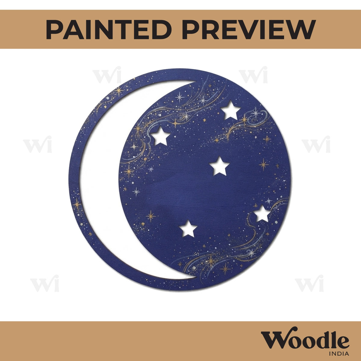 Moon Stars Round Cutout MDF Design 1