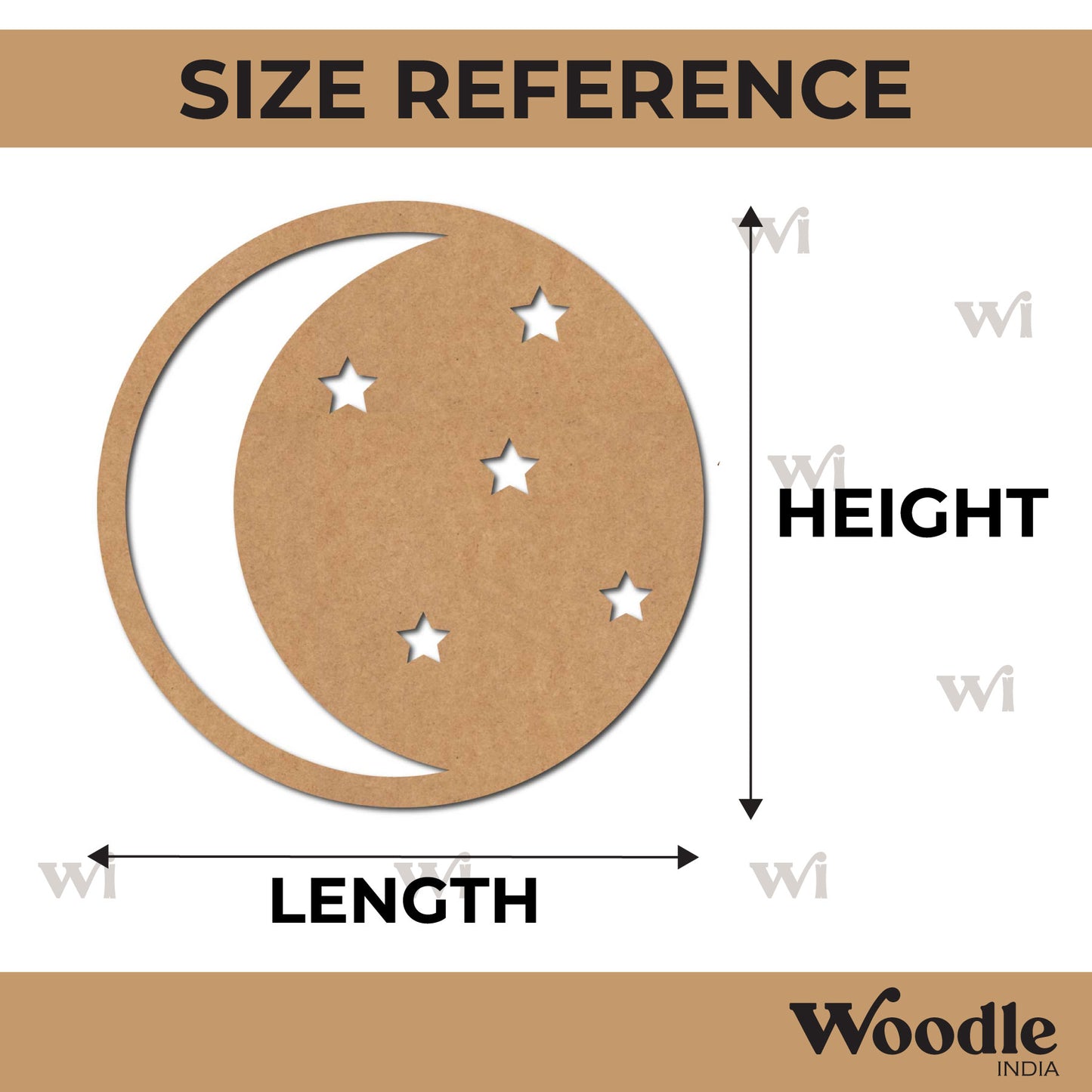 Moon Stars Round Cutout MDF Design 1