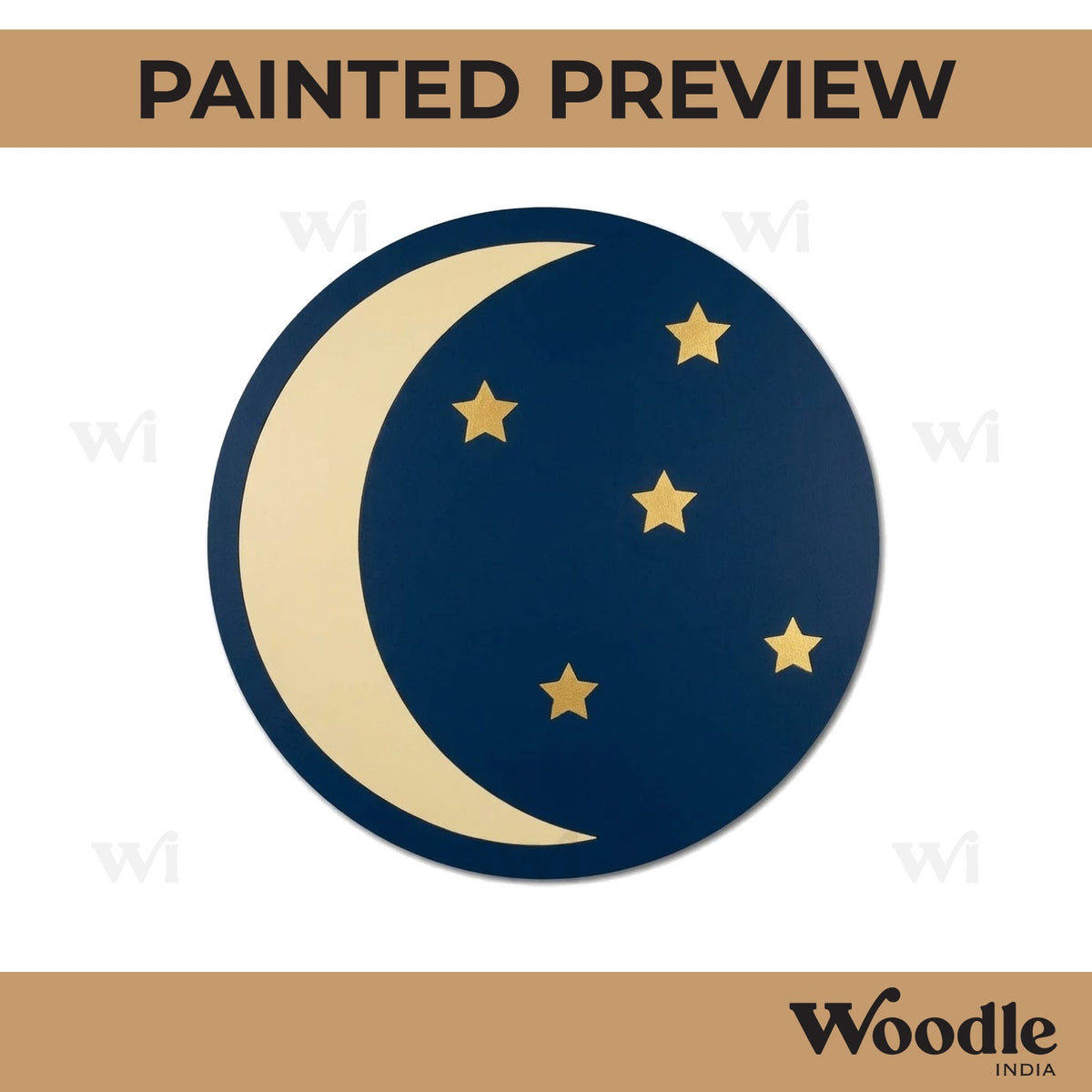 Moon Stars Round Pre Marked MDF Design 1
