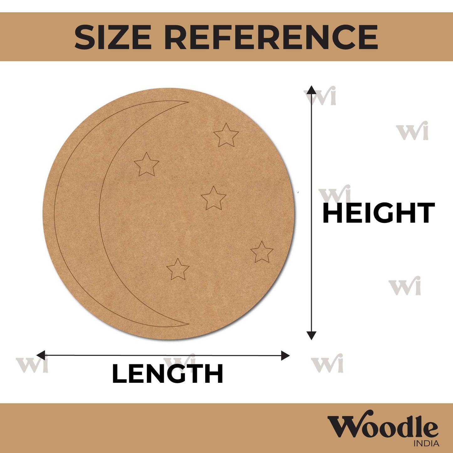 Moon Stars Round Pre Marked MDF Design 1