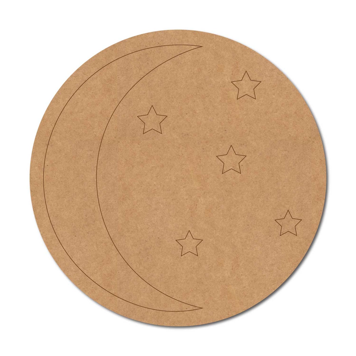 Moon Stars Round Pre Marked MDF Design 1