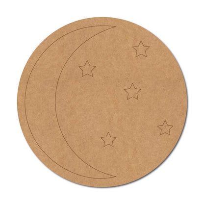 Moon Stars Round Pre Marked MDF Design 1