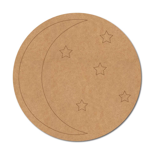 Moon Stars Round Pre Marked MDF Design 1