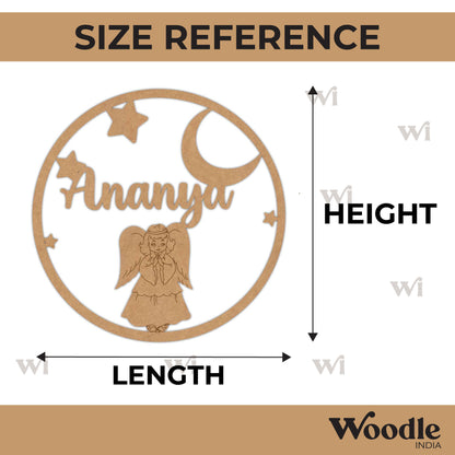 Moon & Angel Customized Name Pre Marked Base MDF Design 1