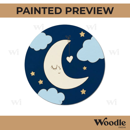 Moon and Clouds Pre Marked Round MDF Design 1