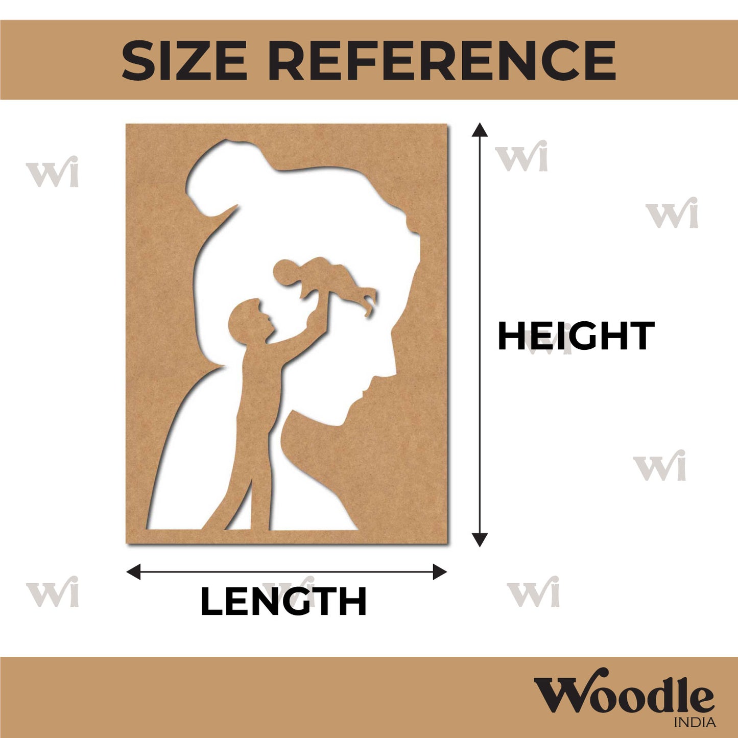 Mother Father Child Cutout MDF Design 1