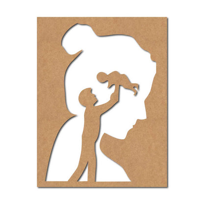 Mother Father Child Cutout MDF Design 1
