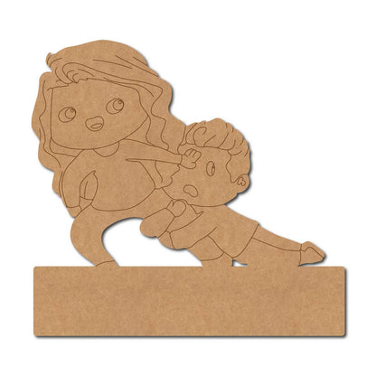 Mother With Child Nameplate Pre Marked MDF Design 1