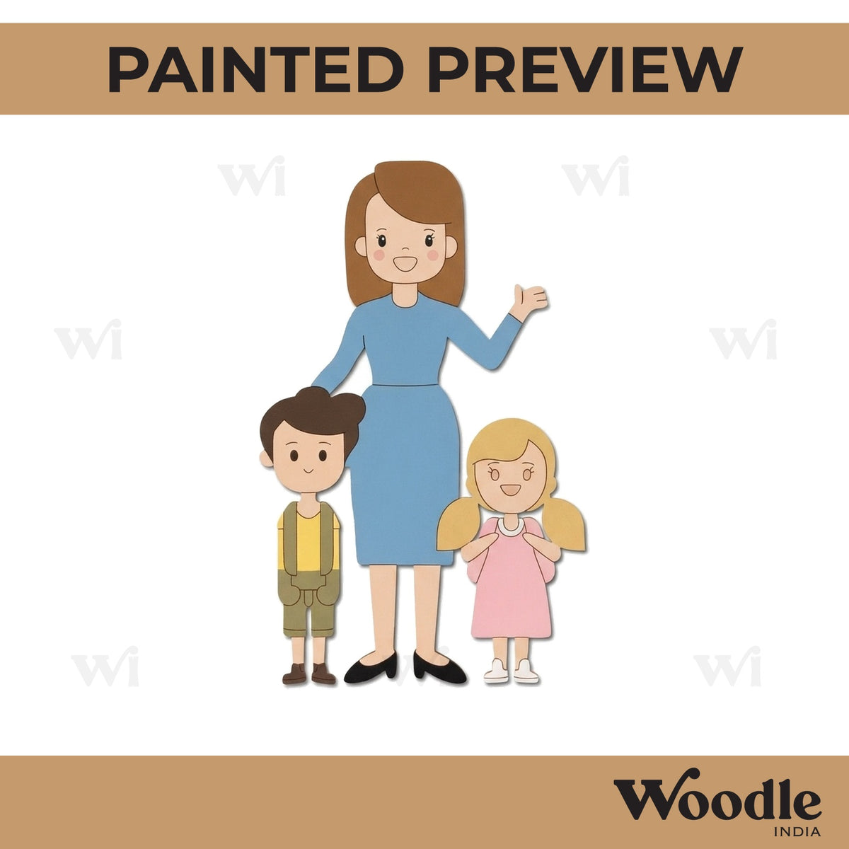 Mother With Children Pre Marked MDF Design 1