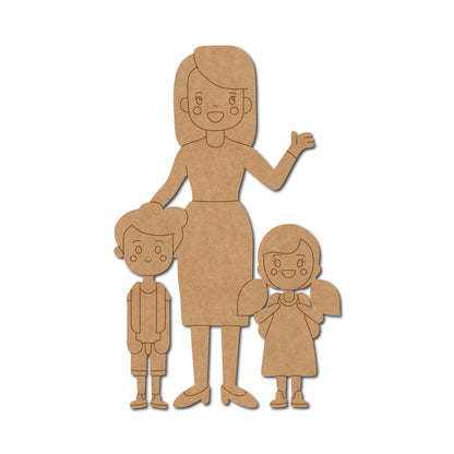 Mother With Children Pre Marked MDF Design 1