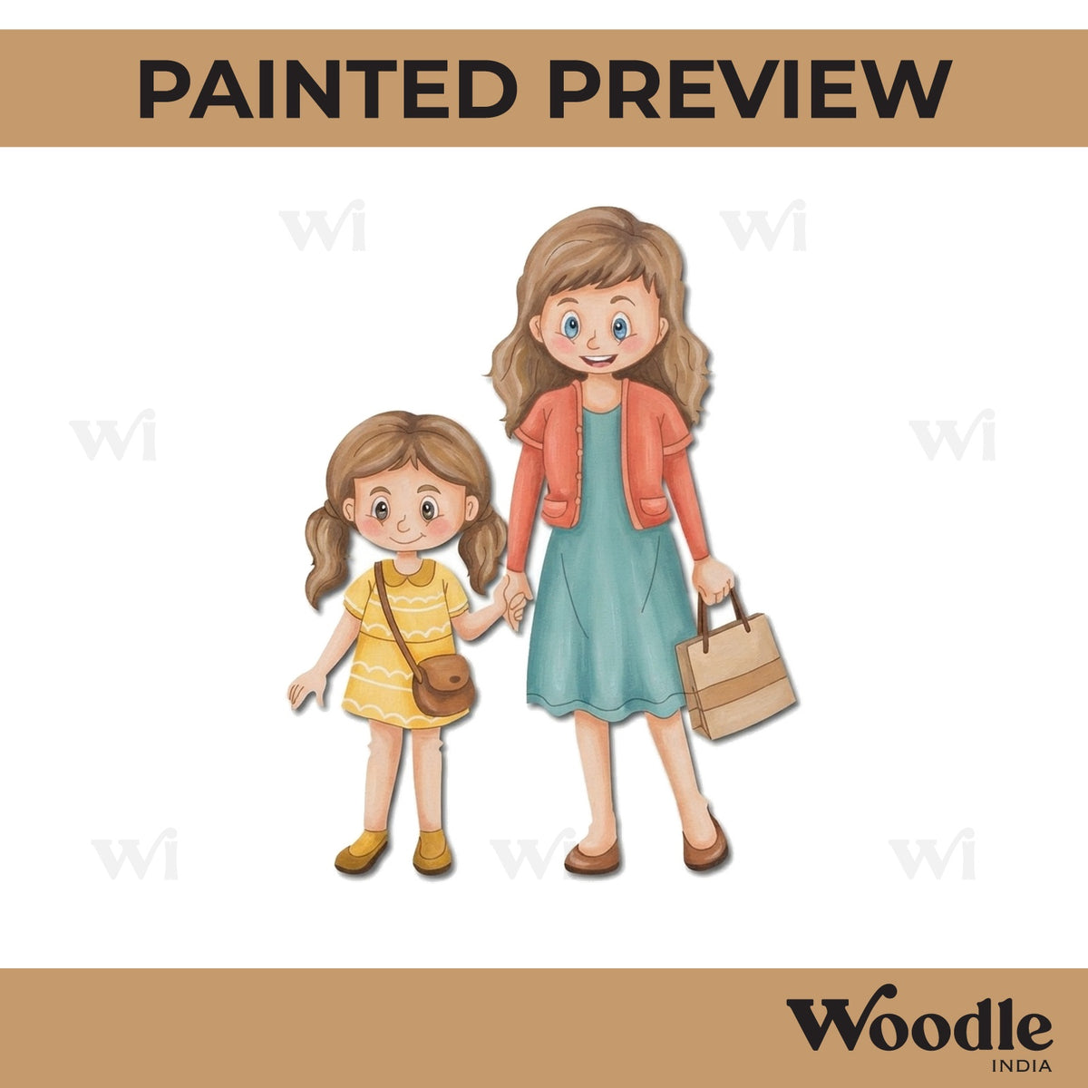 Mother With Daughter Pre Marked MDF Design 1