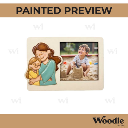 Mother With Daughter Three Layered Photo Frame MDF Design 1