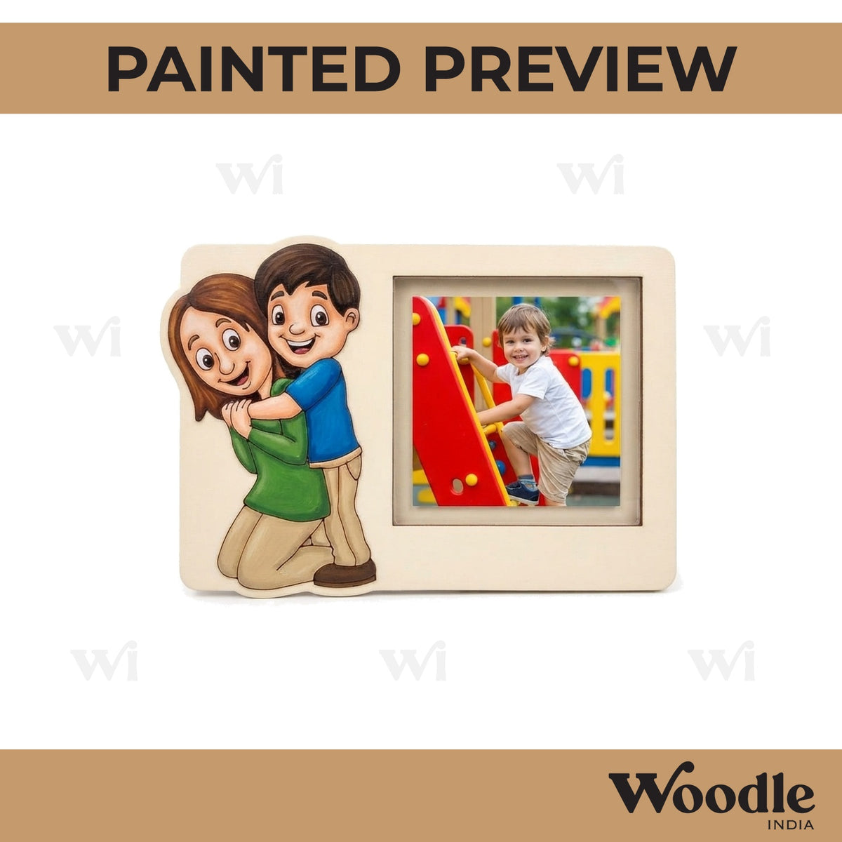 Mother With Son Three Layered Photo Frame MDF Design 1