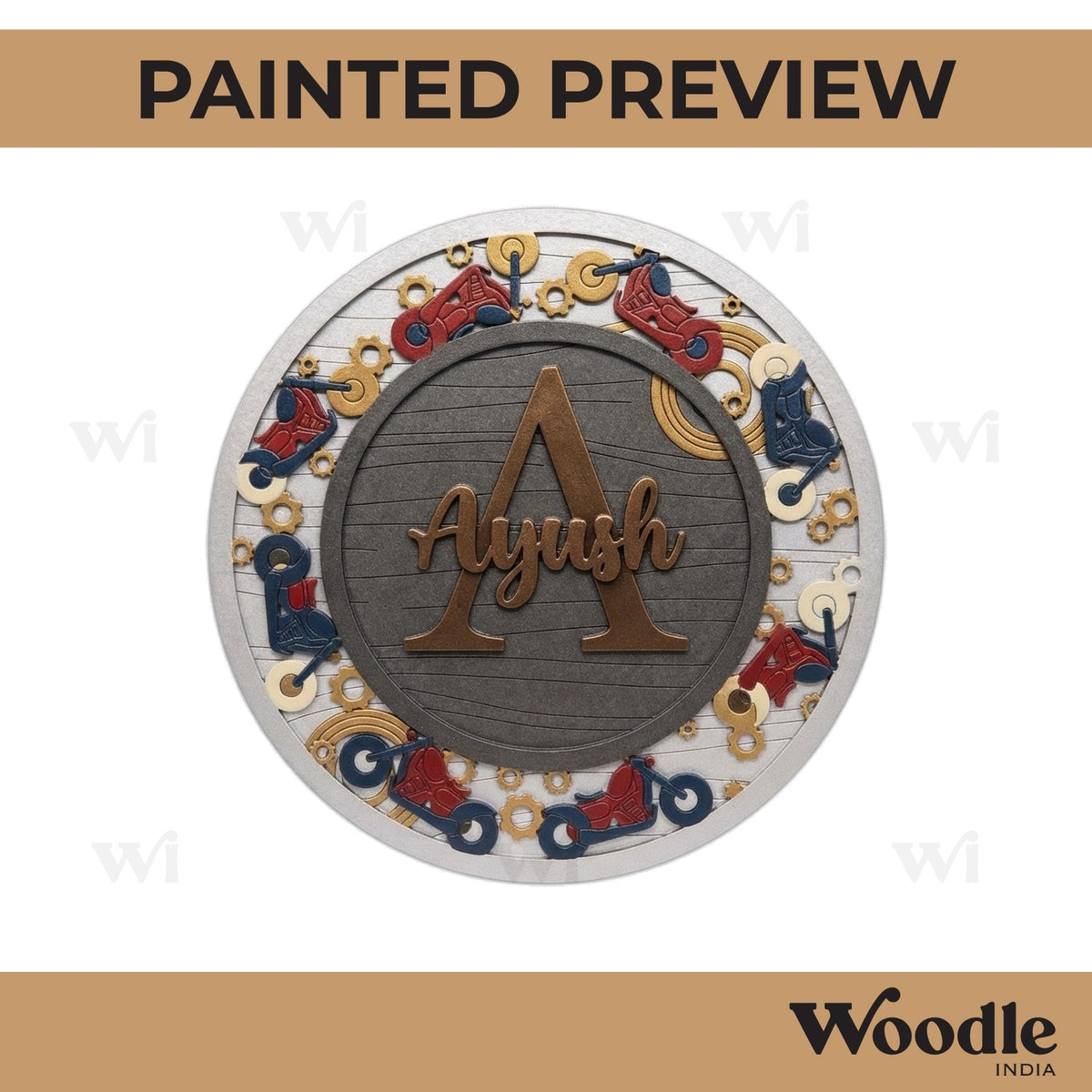 Motorcycle Theme Nameplate MDF Design 1