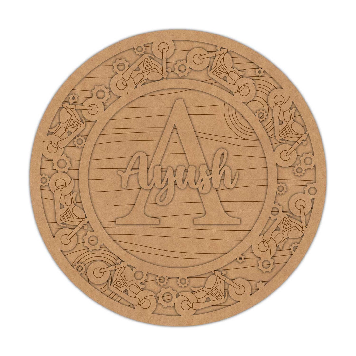 Motorcycle Theme Nameplate MDF Design 1
